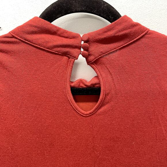 Harve Bernard Rust Orange Sleeveless Tunic Rouched Sides Keyhole Back XL - Picture 7 of 8